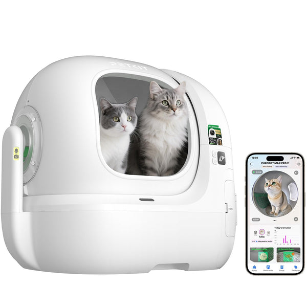 PETKIT PUROBOT Max Pro 2 Selbstreinigende Katzentoilette, Katzenklo Selbstreinigend mit Kamera, Intelligenter Reinigung, Präzise Mehrkatzen-Erkennung, KI-Gesundheitstracking, für Mehrere Katzen - My-haustier24.de