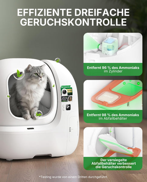 PETKIT PUROBOT Max Pro 2 Selbstreinigende Katzentoilette, Katzenklo Selbstreinigend mit Kamera, Intelligenter Reinigung, Präzise Mehrkatzen-Erkennung, KI-Gesundheitstracking, für Mehrere Katzen - My-haustier24.de