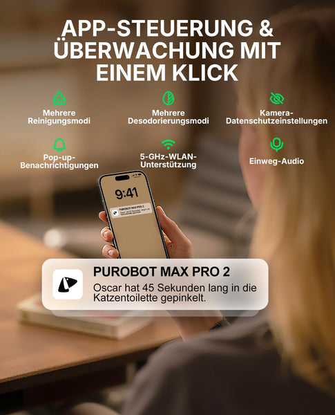 PETKIT PUROBOT Max Pro 2 Selbstreinigende Katzentoilette, Katzenklo Selbstreinigend mit Kamera, Intelligenter Reinigung, Präzise Mehrkatzen-Erkennung, KI-Gesundheitstracking, für Mehrere Katzen - My-haustier24.de