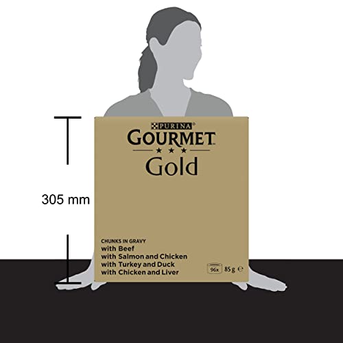 Nestlé PURINA Gourmet Gold Zarte Häppchen in Sauce Katzenfutter nass, Sorten-Mix, 96er Pack (96 x 85g)