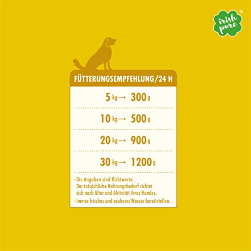 Hundefutter |Irish Pure Premium Nassfutter für Hunde | 12x 390g | Freiland-Huhn | Vitamine | Getreidefrei | Sensitiv | mit Superfood Kelp-Alge | Nassfutter für alle Rassen