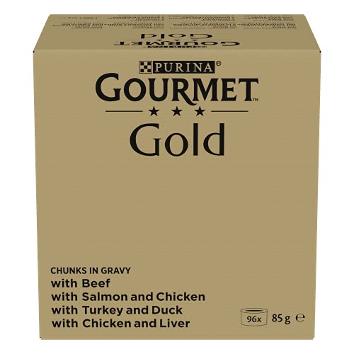 Nestlé PURINA Gourmet Gold Zarte Häppchen in Sauce Katzenfutter nass, Sorten-Mix, 96er Pack (96 x 85g)