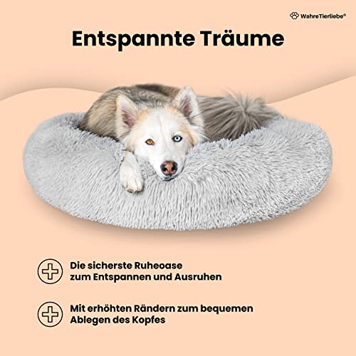 Wahre Tierliebe Hundebett Wolke 7 - Das Original - waschbar [XS, 60cm, schwarz] Hundekissen, Hundekorb, Flauschiges Hundebett für große, mittelgroße & kleine Hunde