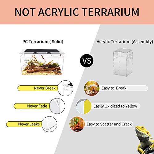 Reptile Growth Terrarium Komplettset, 20" x 10"x 11" Faunarium für,Schnecken,Insekten,Wasserschildkröten，Vogelspinnen,Springspinne,Leopard Gecko,Bärtiger Drache ，Frosch,Aquarium,Einsiedlerkrebs