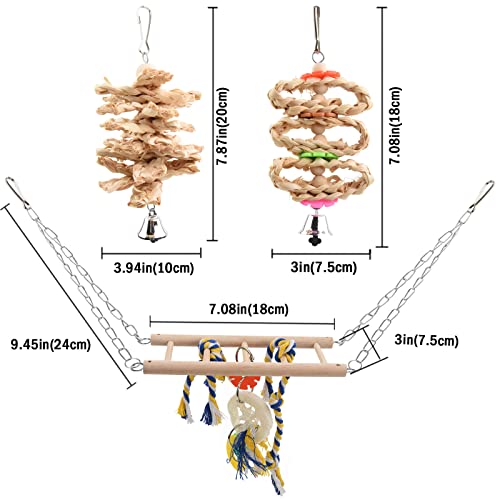 onebarleycorn Wellensittich Spielzeug, Papageienspielzeug Vogelspielzeug Papagei Spielzeug nymphensittich Vogel schaukel kanarienvogel Holzspielzeug Holz (7 Stück)