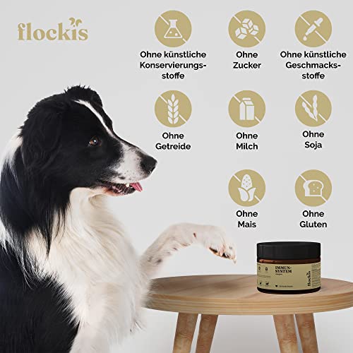 flockis - 90 IMMUNSYSTEM Snacks - Vitamine für Hunde - Vitamin B Komplex Hund - Immunsystem stärken Hund - statt Bierhefe Hund, Knochenmehl für Hunde, Seealgenmehl Hund & Fischöl für Hunde.