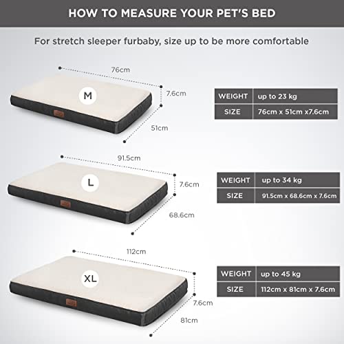 Bedsure orthopädisches Hundebett Grosse Hunde - 112x81x7.6cm Hundekissen flauschig Hundematte waschbar Hundematratze in grau für große Hunde