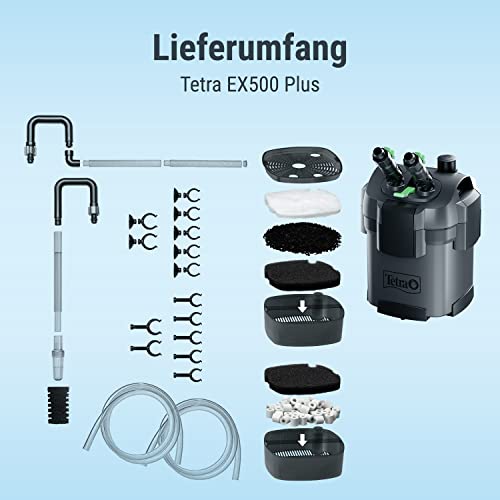 Tetra Aquarium Außenfilter EX 500 Plus - leistungsstarker Filter für Aquarien bis 100 L, schafft kristallklares fischgerechtes Wasser