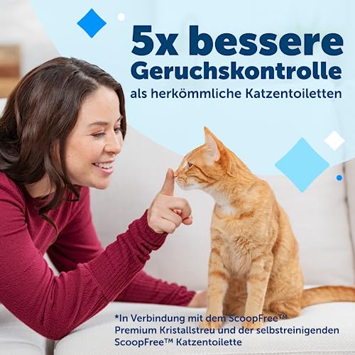 PetSafe ScoopFree Ersatzschale mit Silikat Katzenstreu, Für selbstreinigende Katzentoilette PetSafe ScoopFree geeignet, 3er-Pack, Bis zu 30 Tage Frische pro Schale, Blau