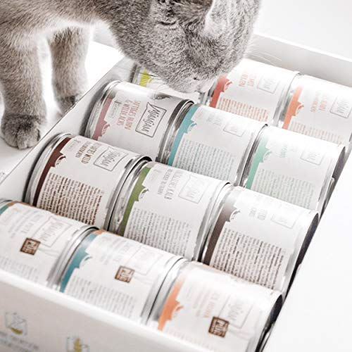 MjAMjAM - Premium Nassfutter für Katzen - lecker Box, 12er Pack (12 x 200 g), getreidefrei mit extra viel Fleisch