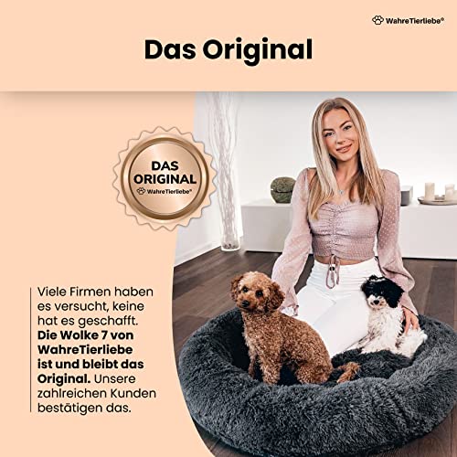 Wahre Tierliebe Hundebett Wolke 7 - Das Original - waschbar [XS, 60cm, schwarz] Hundekissen, Hundekorb, Flauschiges Hundebett für große, mittelgroße & kleine Hunde