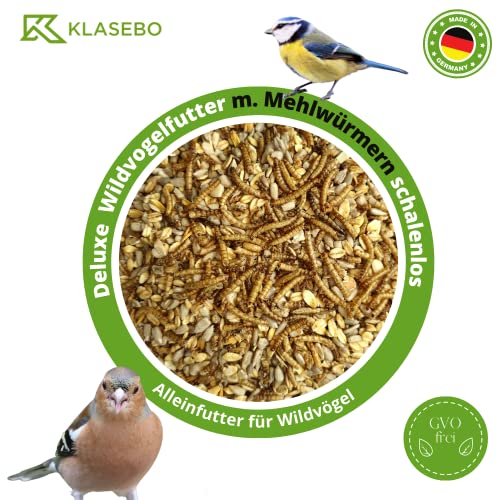 20 kg Deluxe Vogelfutter mit Mehlwürmern schalenlos für Wildvögel