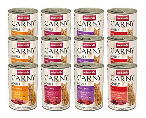 Animonda Carny Adult Katzenfutter, Nassfutter für ausgewachsene Katzen, Herzhafte Variation , 12 x 400 g