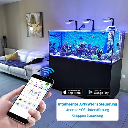 PopBloom RL90 WiFi Led Aquarium Beleuchtung Smart-APP Control Meerwasser Aquarium led volles Spectrum Aquarium Lampe mit Timer für Reef Coral SPS/LPS Fischaquarium