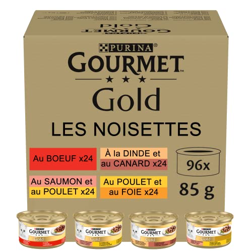 Nestlé PURINA Gourmet Gold Zarte Häppchen in Sauce Katzenfutter nass, Sorten-Mix, 96er Pack (96 x 85g)