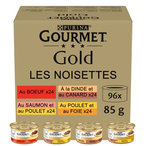 Nestlé PURINA Gourmet Gold Zarte Häppchen in Sauce Katzenfutter nass, Sorten-Mix, 96er Pack (96 x 85g)