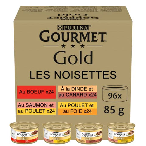 Nestlé PURINA Gourmet Gold Zarte Häppchen in Sauce Katzenfutter nass, Sorten-Mix, 96er Pack (96 x 85g)