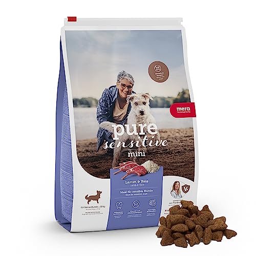 MERA pure sensitive Mini Lamm & Reis, Hundefutter trocken für kleine und sensible Hunde, Trockenfutter aus Lamm und Reis, kleine Kroketten ohne Weizen und Zucker (4 kg)