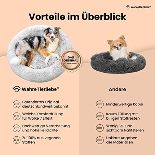 Wahre Tierliebe Hundebett Wolke 7 - Das Original - waschbar [XS, 60cm, schwarz] Hundekissen, Hundekorb, Flauschiges Hundebett für große, mittelgroße & kleine Hunde