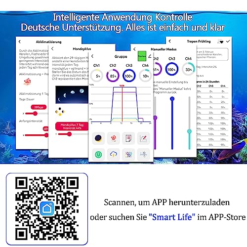 PopBloom RL90 WiFi Led Aquarium Beleuchtung Smart-APP Control Meerwasser Aquarium led volles Spectrum Aquarium Lampe mit Timer für Reef Coral SPS/LPS Fischaquarium