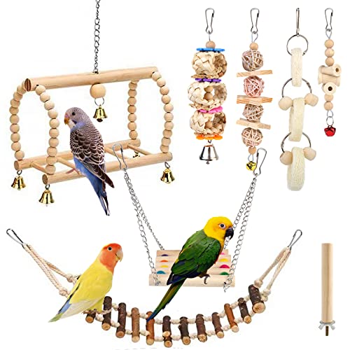 Vogelspielzeug Für Vögel, Papageienspielzeug 8 PCS, Spielzeug Vogelspielzeug Wellensittiche Vogel Für Den Käfig, Schaukel, Kauspielzeug, Bunt, Hängende Glocke Für Conures Nymphensittiche Liebesvögel