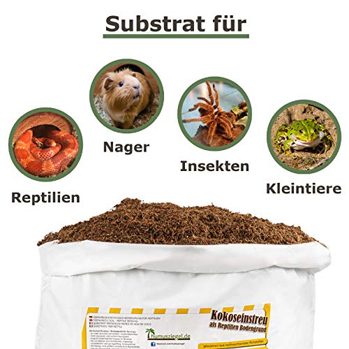 Humusziegel - Terrariensubstrat - natürliches Substrat - lose Kokoserde trocken - 20 L Sack - Bodensubstrat - Terrarium Erde für Reptilien