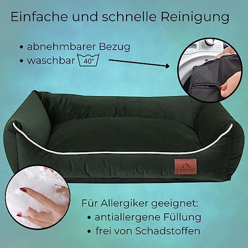 Hundebett, Hundekorb, Hundesofa, orthopädisches Hundebett, Hundeliege, Hundebett mittelgroße Hunde, Hundebett kleine Hunde, Hundezubehör, hundebett orthopädisch, Hundebetten 100 x 80cm Tiefgrün