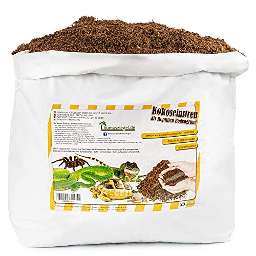 Humusziegel - Terrariensubstrat - natürliches Substrat - lose Kokoserde trocken - 20 L Sack - Bodensubstrat - Terrarium Erde für Reptilien